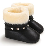 Baby Girls Shoes First Walk Newborn Baby Flock Warm Soft Boots Pre-walker Shoes Infant Boy Toddler Soled First Walker Bootie