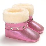 Baby Girls Shoes First Walk Newborn Baby Flock Warm Soft Boots Pre-walker Shoes Infant Boy Toddler Soled First Walker Bootie
