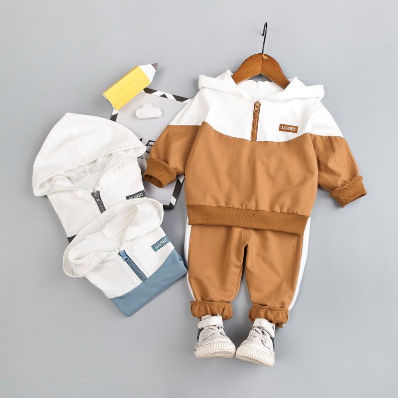 Boys' clothing Hooded Tracksuit for Baby Boy Clothes Set Patchwork Sport Suit Kid Zipper Jacket + Sweatpants Children Clothing