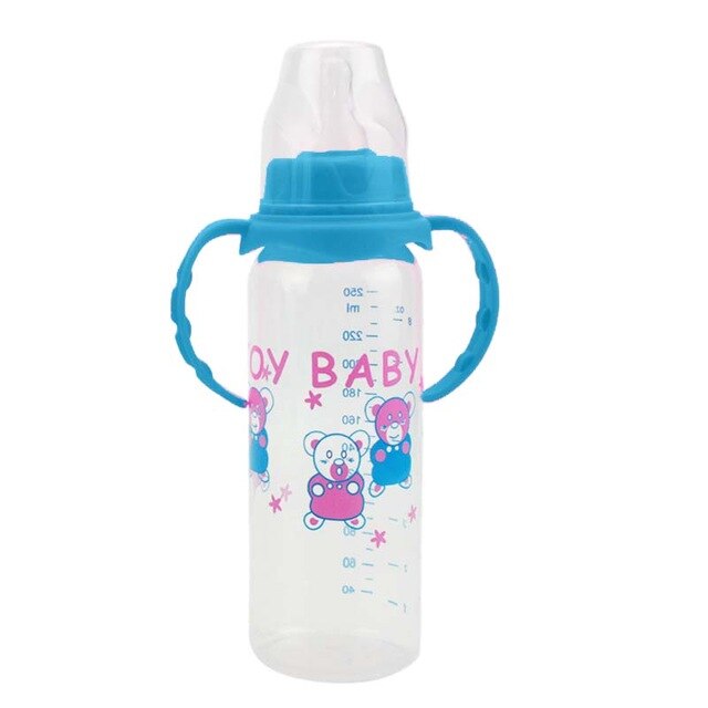 Newborn Baby Feeding Bottle Pink Blue Baby Feeding Water Standard Caliber PP Bottle