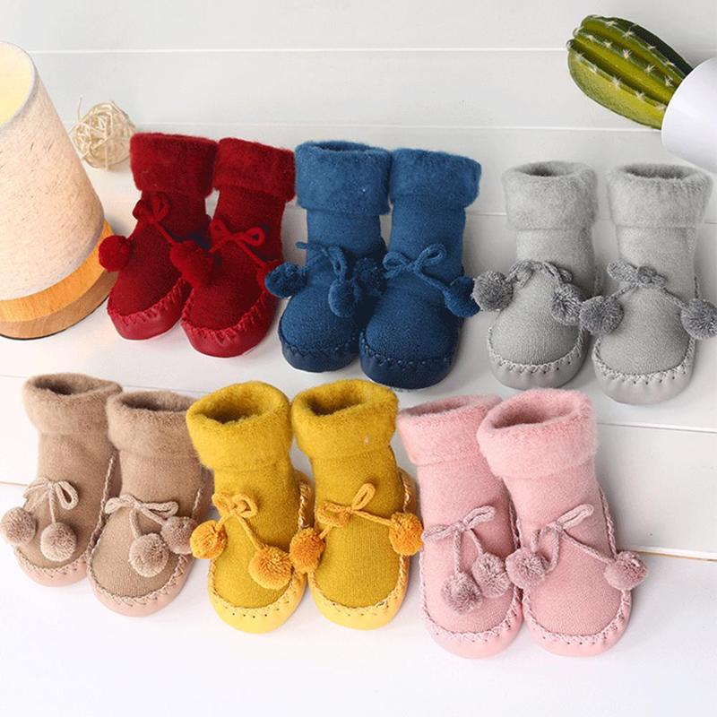 New Floor Socks Baby Plus Velvet Warm Toddler Shoes Non-slip