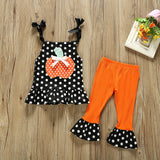 Summer Baby Girls Clothes Little Girls Clothing Polka Dot Strap Tops Flares Toddler Girls' Clothing Sets Roupas Infantis Menina