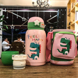 500ml Baby Dinosaur Feeding Cup Stainless Steel Milk Thermos for Children Insulated hot water Bottle leak-poof thermal Cup