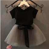 MERI AMMI For Children Girls' Clothing Outfit Set Tee +Big Bow TuTu Skirts For 2-13 Year Girl ,J540