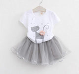 MERI AMMI For Children Girls' Clothing Outfit Set Tee +Big Bow TuTu Skirts For 2-13 Year Girl ,J540