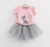 MERI AMMI For Children Girls' Clothing Outfit Set Tee +Big Bow TuTu Skirts For 2-13 Year Girl ,J540