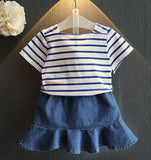 MERI AMMI For Children Girls' Clothing Outfit Set Tee +Big Bow TuTu Skirts For 2-13 Year Girl ,J540