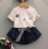 MERI AMMI For Children Girls' Clothing Outfit Set Tee +Big Bow TuTu Skirts For 2-13 Year Girl ,J540