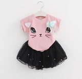 MERI AMMI For Children Girls' Clothing Outfit Set Tee +Big Bow TuTu Skirts For 2-13 Year Girl ,J540