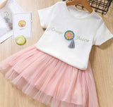 MERI AMMI For Children Girls' Clothing Outfit Set Tee +Big Bow TuTu Skirts For 2-13 Year Girl ,J540