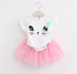 MERI AMMI For Children Girls' Clothing Outfit Set Tee +Big Bow TuTu Skirts For 2-13 Year Girl ,J540