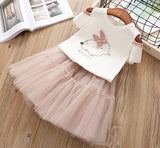 MERI AMMI For Children Girls' Clothing Outfit Set Tee +Big Bow TuTu Skirts For 2-13 Year Girl ,J540