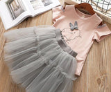 MERI AMMI For Children Girls' Clothing Outfit Set Tee +Big Bow TuTu Skirts For 2-13 Year Girl ,J540