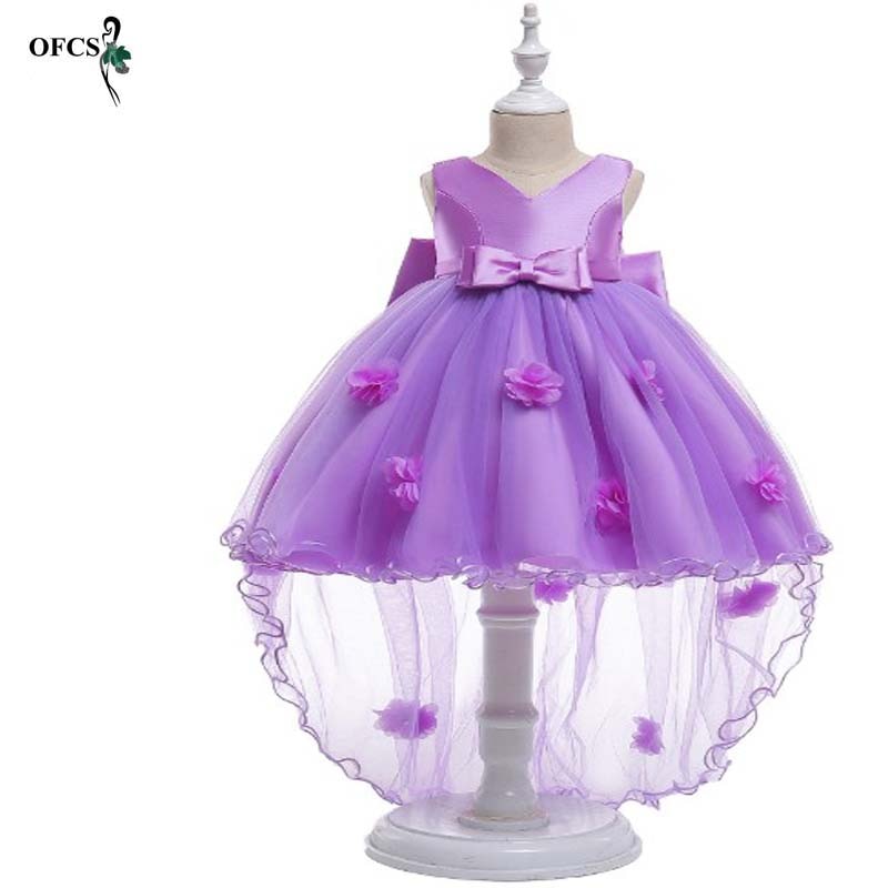 New Selling Summer Girls Clothing Costume Flowers Dresses Girls' Party Wear Kids Dress Princess Tailed  Wedding  Dresses 4-15T