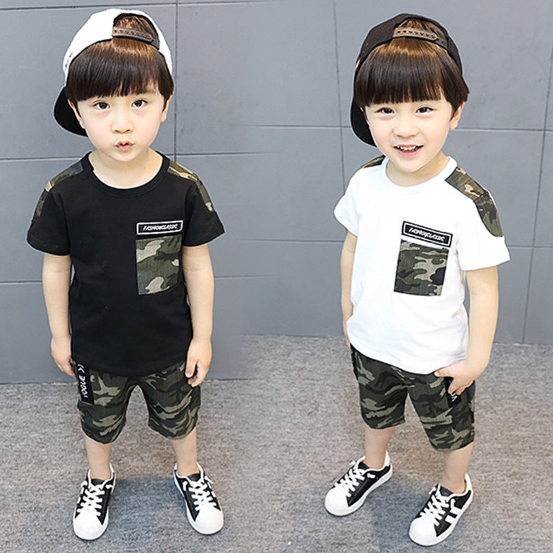 Children's Clothing Boys' Summer Suits 2019 New Children's Camouflage Children Short Sleeved|+pant Boys Summer Sets 2-8 Ages