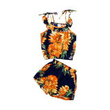 1-4T Cute Baby Girls' 2Pcs Sunflower Printing Outfits Strappy Ruffle Sleeveless Tops Loose Shorts Set Kids Baby Summer Clothing