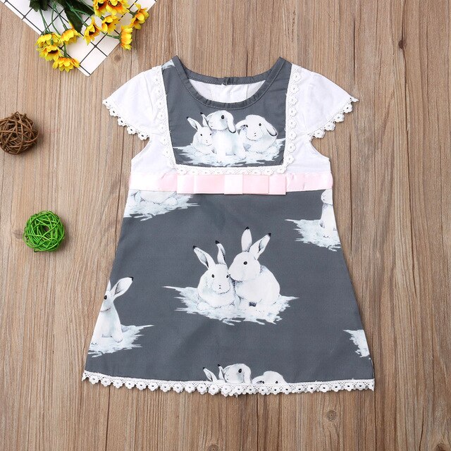 Children's clothing girls' clothing children's lovely toddler children's summer clothing gray rabbit casual clothing