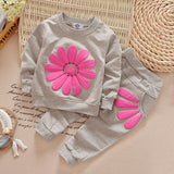 Children's Girls' Clothing Sets Sun Flower Tops Girls Set Sportswear Set 100% Cotton Sweater + Pants