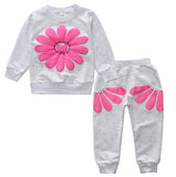 Children's Girls' Clothing Sets Sun Flower Tops Girls Set Sportswear Set 100% Cotton Sweater + Pants