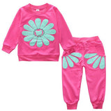 Children's Girls' Clothing Sets Sun Flower Tops Girls Set Sportswear Set 100% Cotton Sweater + Pants