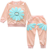 Children's Girls' Clothing Sets Sun Flower Tops Girls Set Sportswear Set 100% Cotton Sweater + Pants