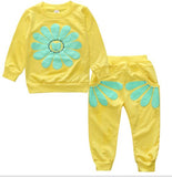 Children's Girls' Clothing Sets Sun Flower Tops Girls Set Sportswear Set 100% Cotton Sweater + Pants