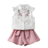 Baby Girl Clothes 2019 Hot Summer New Girls' Clothing Sets Kids Baby clothes Toddler bowknot Shirt+Pants 2Pcs Suits 1-4Y