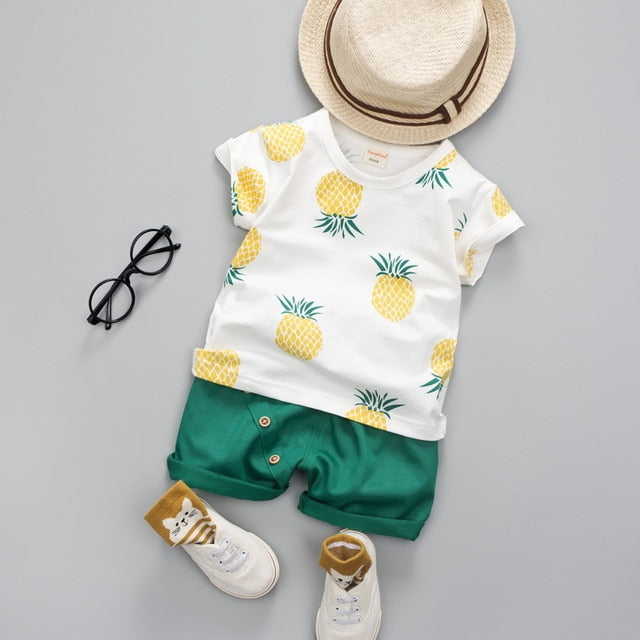 Boys' Clothing Sets Summer Clothes Fashion Cotton Set Printed Fruit Sports Suit for Boy T-Shirt + Shorts Children'S Clothing