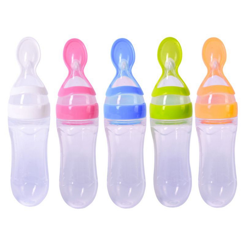 Baby Squeezing Feeding Spoon Silicone Training Scoop Rice Cereal Food Supplement Feeder Safe Tableware Medicine Extrusion Tools