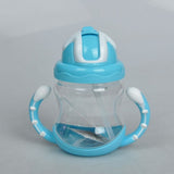 320ml Baby Bottle Kids Cup Silicone Sippy Children Training Cups Cute Baby Drinking Water Straw Handle Feeding Bottle