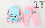 Autumn New boys' girls' Cartoon elephant Clothing Set Long Sleeve tracksuit cotton T-shirt + Vest + Pants 3pcs Free Shippin