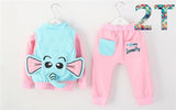 Autumn New boys' girls' Cartoon elephant Clothing Set Long Sleeve tracksuit cotton T-shirt + Vest + Pants 3pcs Free Shippin