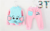 Autumn New boys' girls' Cartoon elephant Clothing Set Long Sleeve tracksuit cotton T-shirt + Vest + Pants 3pcs Free Shippin