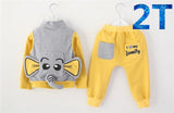 Autumn New boys' girls' Cartoon elephant Clothing Set Long Sleeve tracksuit cotton T-shirt + Vest + Pants 3pcs Free Shippin