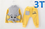 Autumn New boys' girls' Cartoon elephant Clothing Set Long Sleeve tracksuit cotton T-shirt + Vest + Pants 3pcs Free Shippin