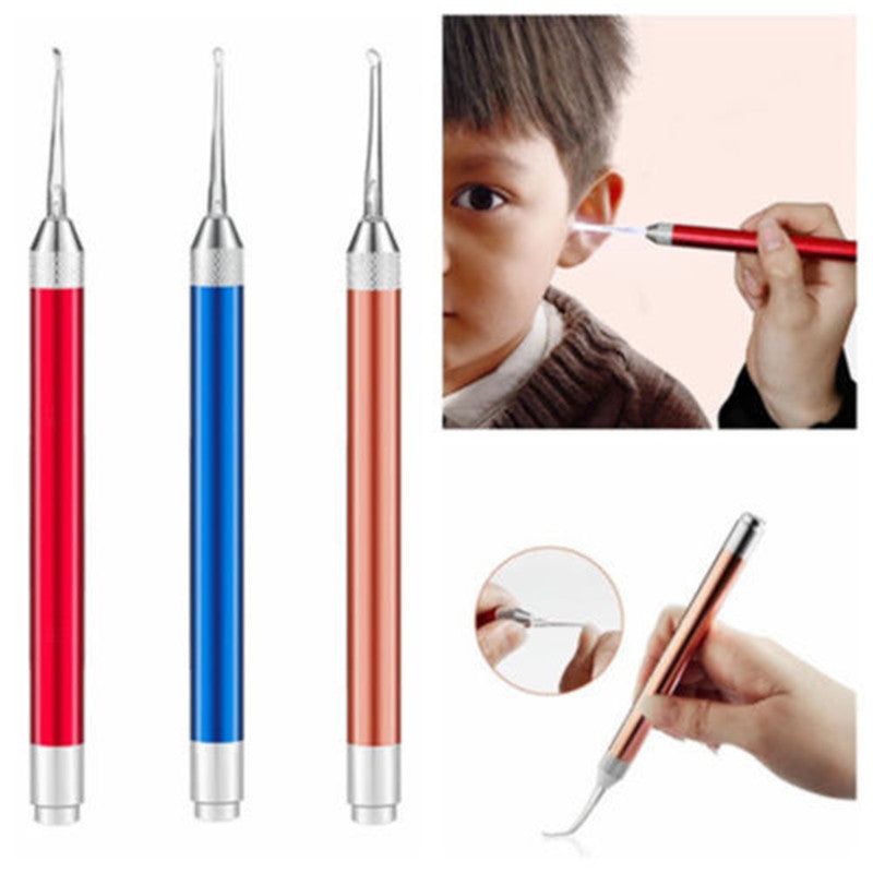 Baby Ear Syringe LED Light Flashlight Ear Pick Ear Wax Remover Tweezer Earpick Cleaner Curette Light Flashlight Ear Wax Remover