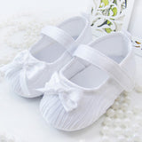 Cute Toddler Baby Kids Girls Bowknot Satin Crib Shoes Princess Shoes First Walkers Size 0-18M