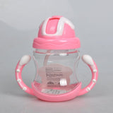 Cute Baby Feeding Cup 320ml with Straw Children Learn Feeding Drinking Bottle with Handle Kids Training Cup