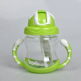 Cute Baby Feeding Cup 320ml with Straw Children Learn Feeding Drinking Bottle with Handle Kids Training Cup